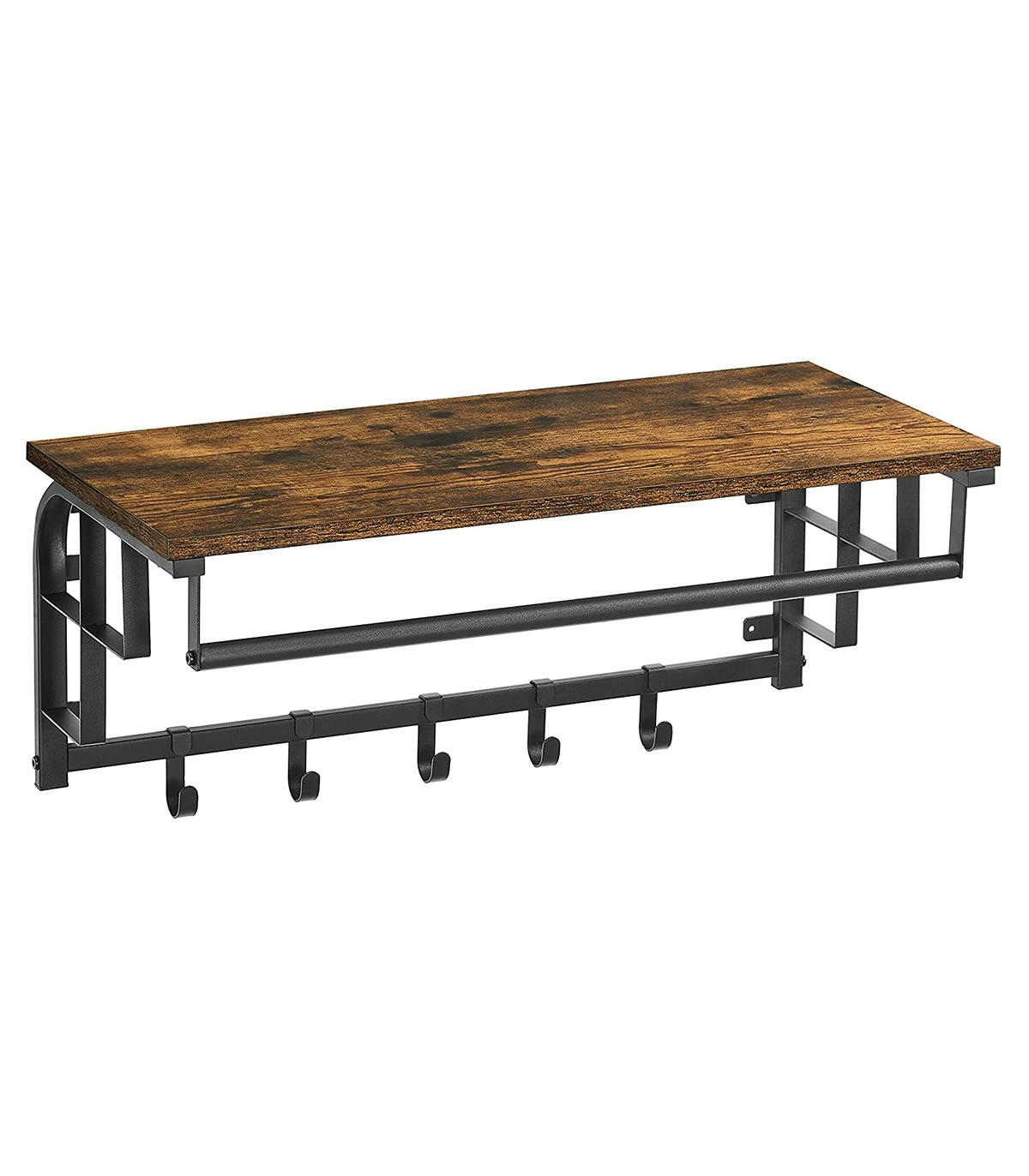 - Porte-manteau mural 5 crochets et tringle - L66 cm