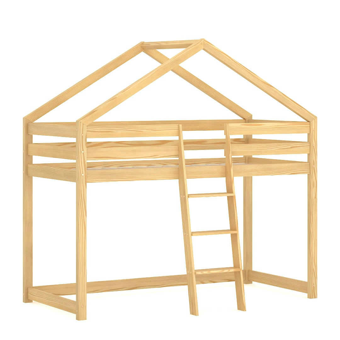 - Lit mezzanine en pin massif 190x90 naturel