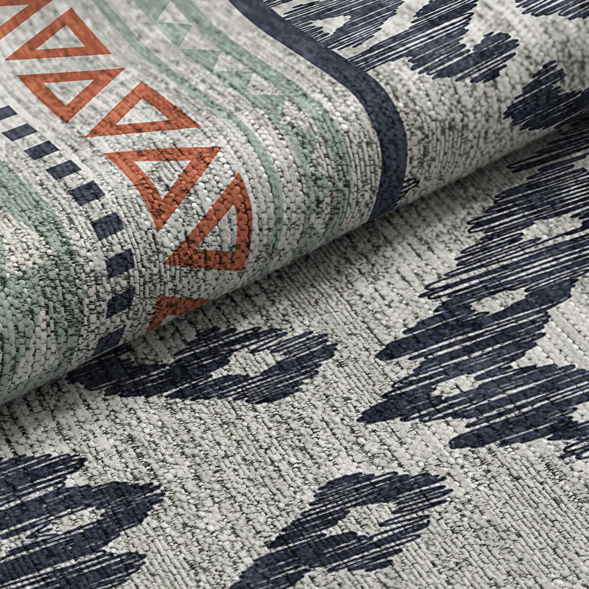 RANIA - Tapis décoratif en coton en impression digital belu 120x170