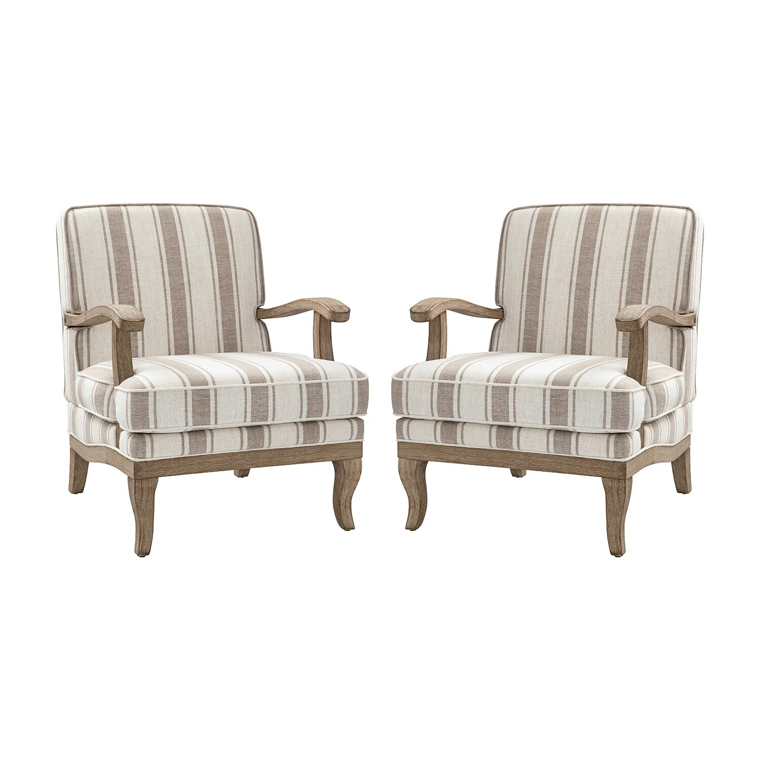 Rinaldo Farmhouse Upholstered Armchair with Solid Wood Legs Set of 2 by HULALA HOME