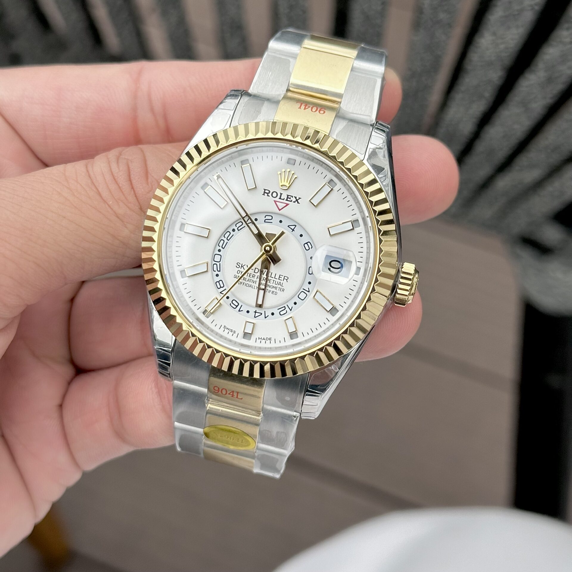Rolex Sky-Dweller SS/YG Plated White Dial 42mm Oyster NBF Replica