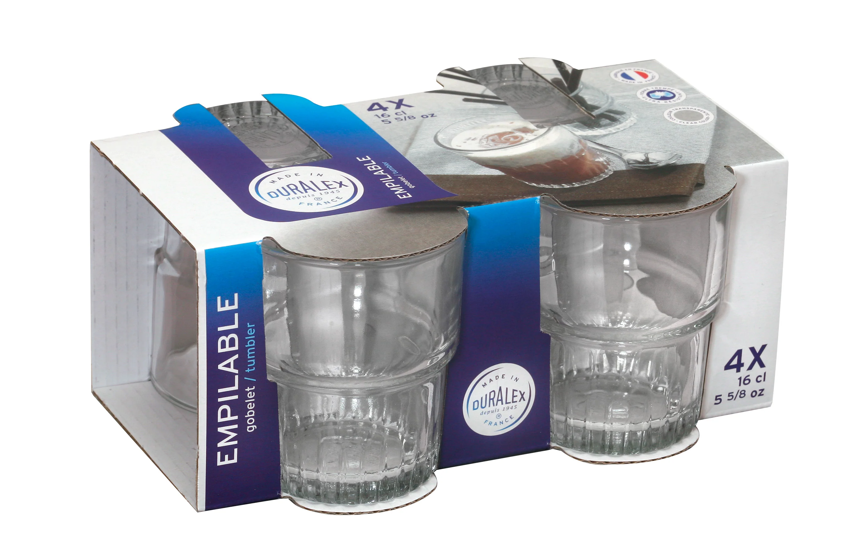 Empilable - Verre Transparent 16cl (lot de 4)