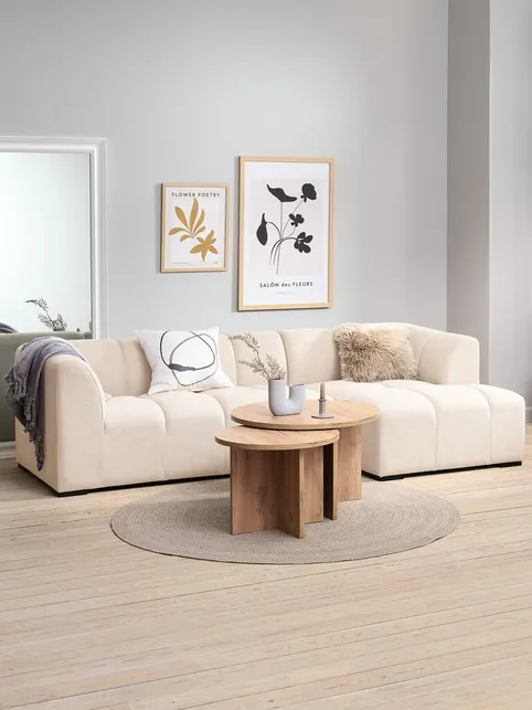 Sofa ALLESE chaiselong venstrevendt beige stof