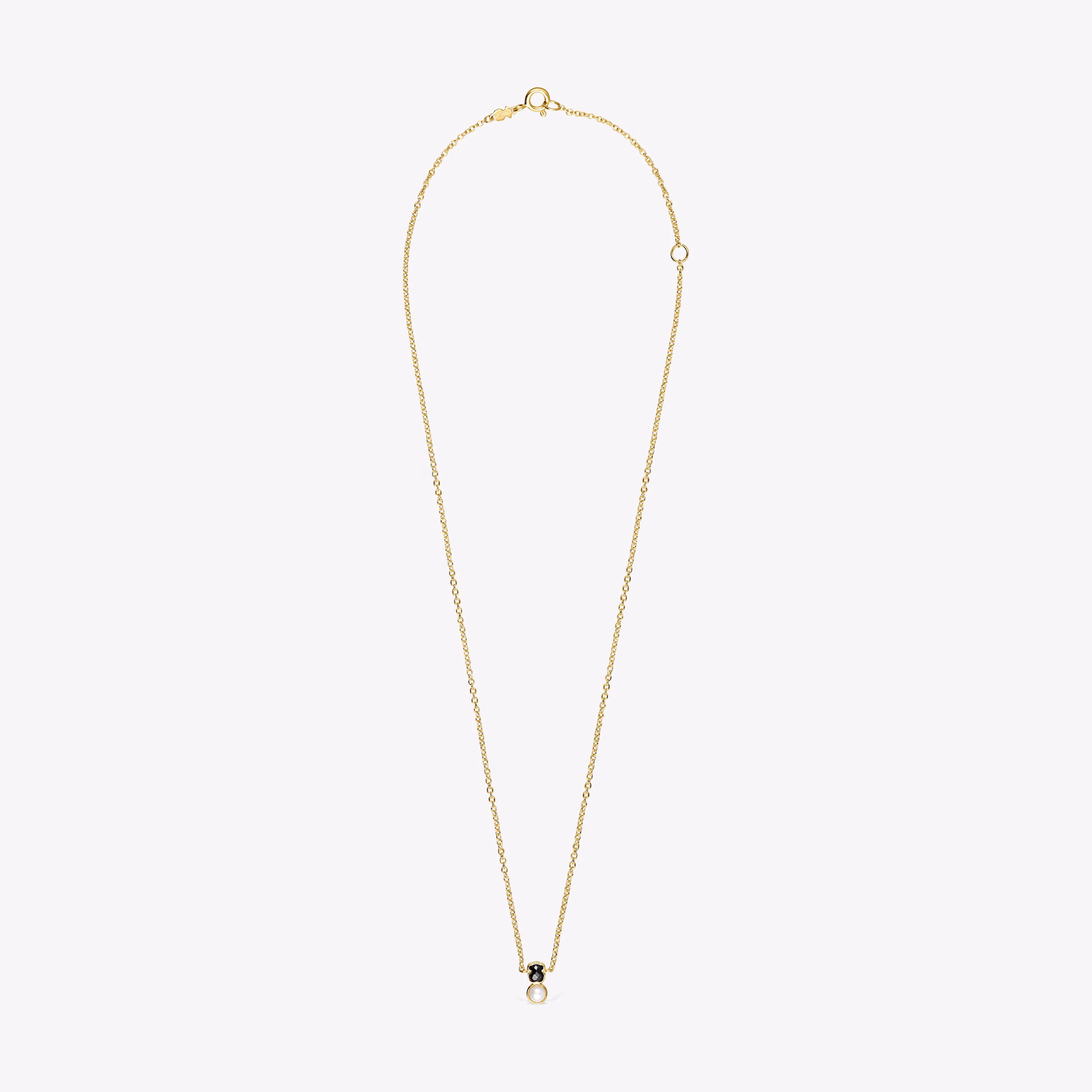 Collar con baño de oro 18 kt sobre plata y ónix y perla Glory