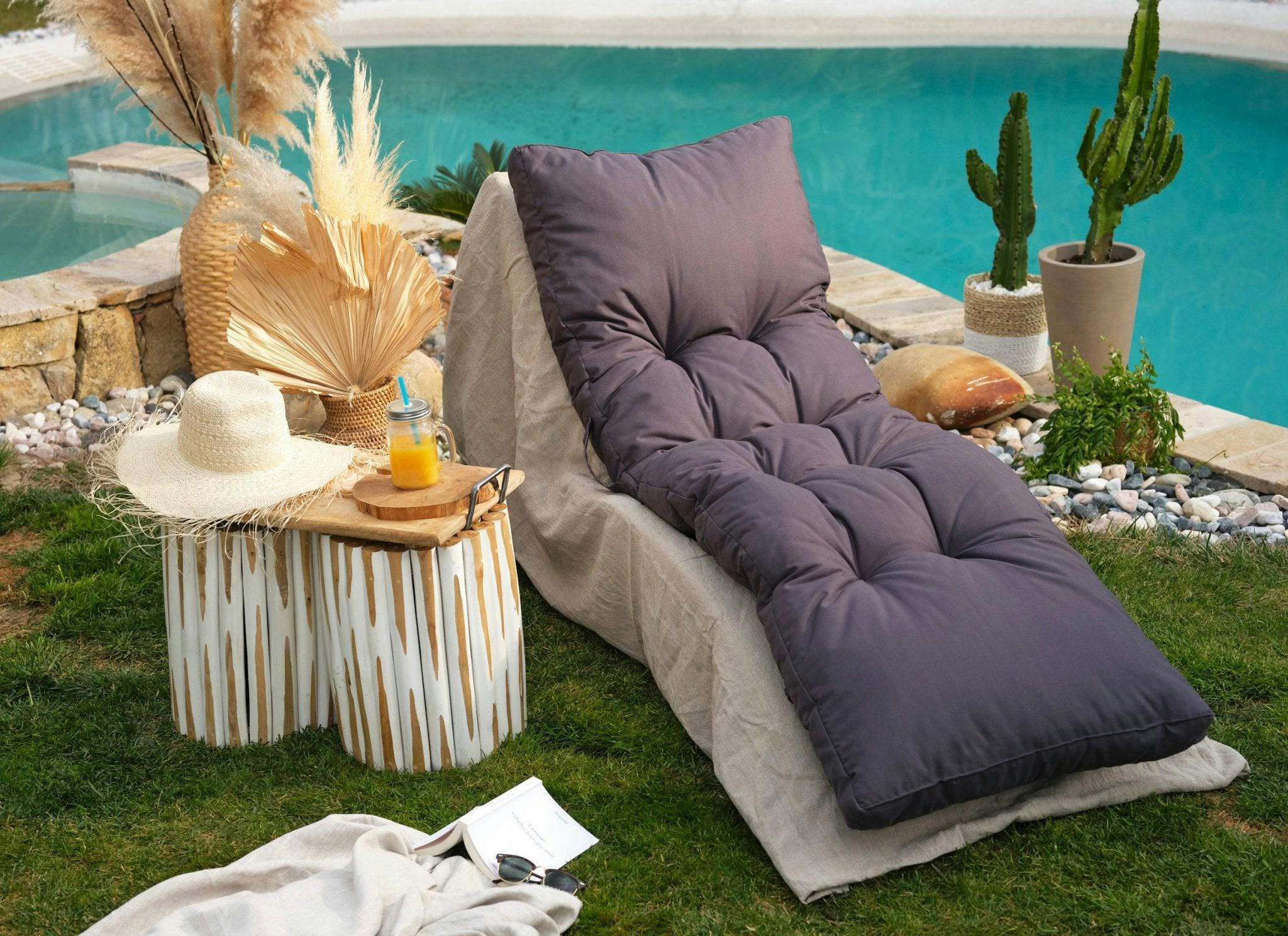 - Coussin pour bain de soleil en polyester 185 x55cm gris carbone