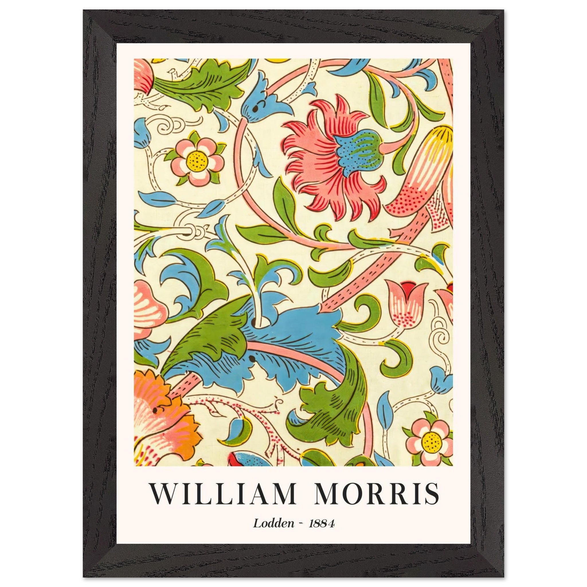Artfulprints Poster met Lijst William Morris - Lodden 1884  - A4 21x29.7 cm - Meerkleurig