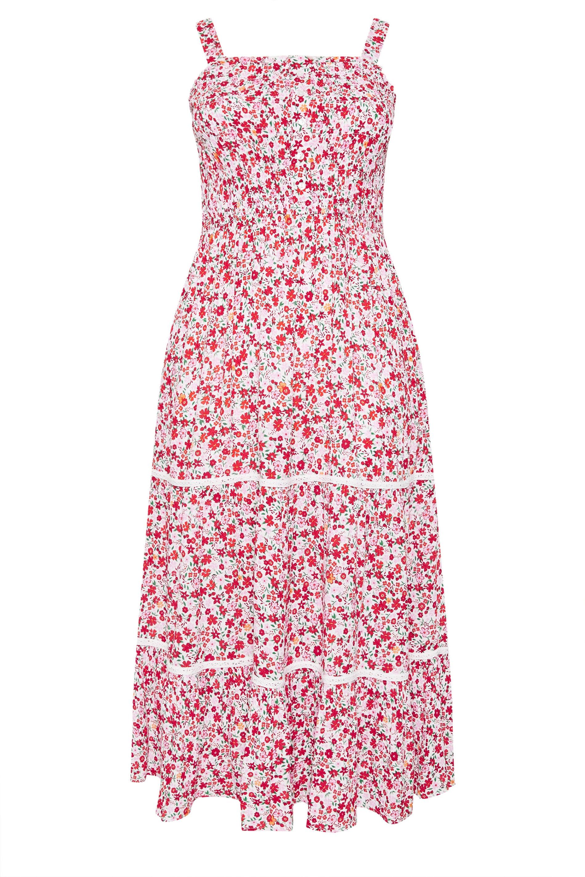 Yours Shirred Floral Placket Dress
