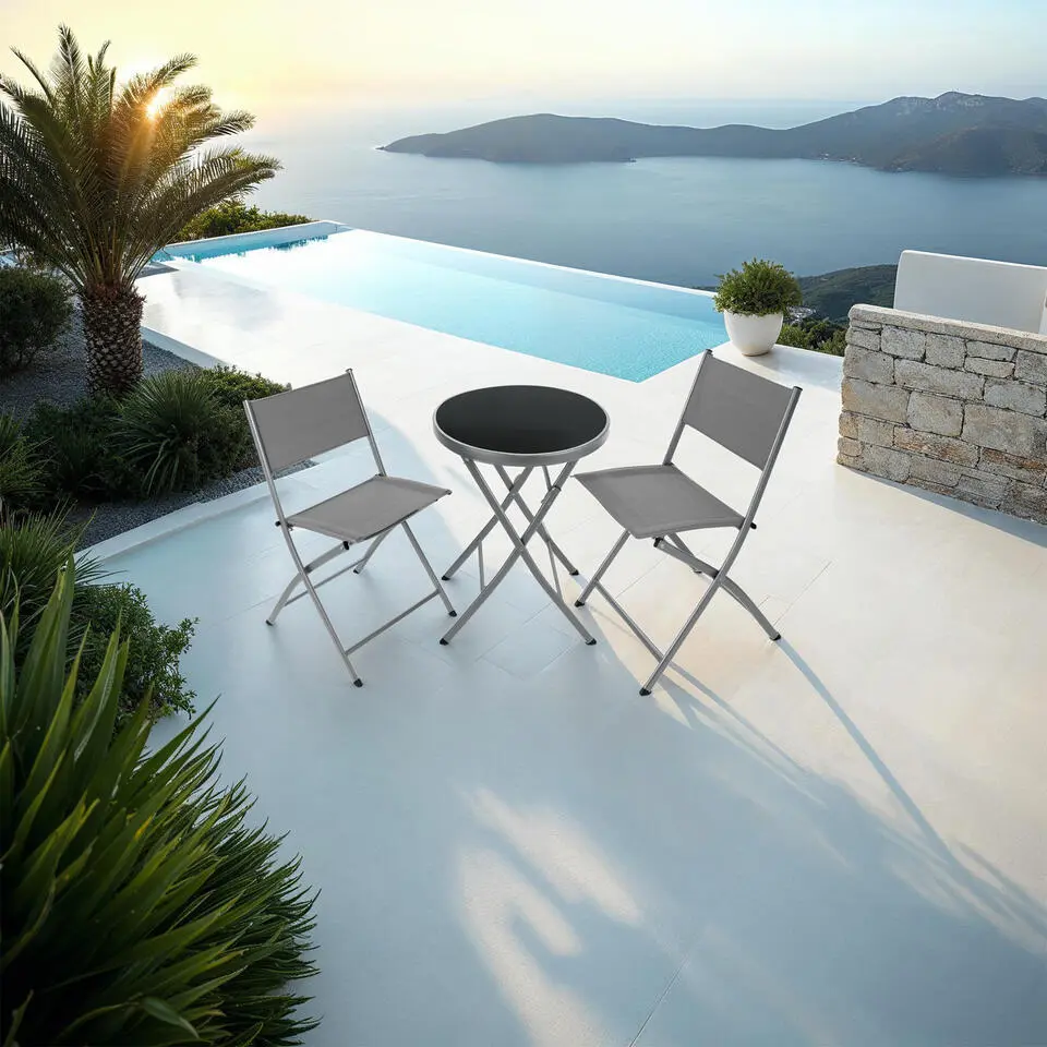 tectake Balkonset D&uuml;sseldorf 2 1, Grijs