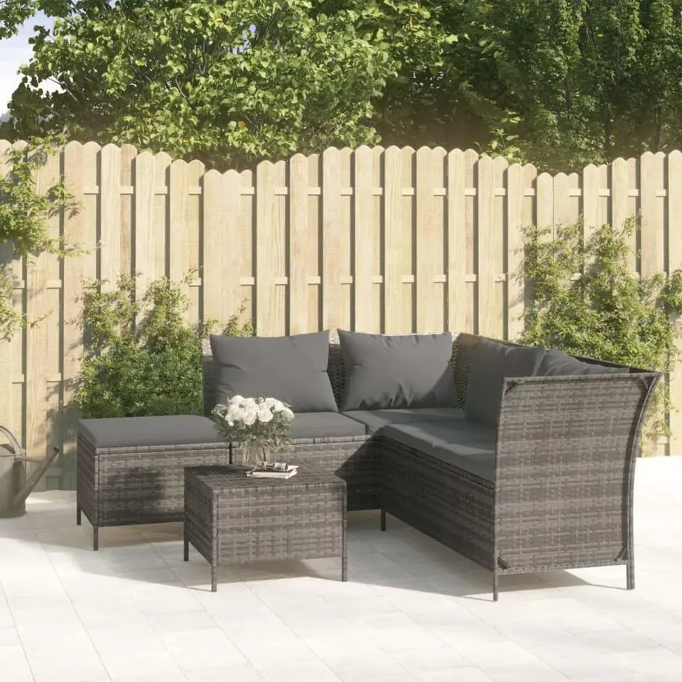 vidaXL - Loungeset - Grijs - Poly rattan