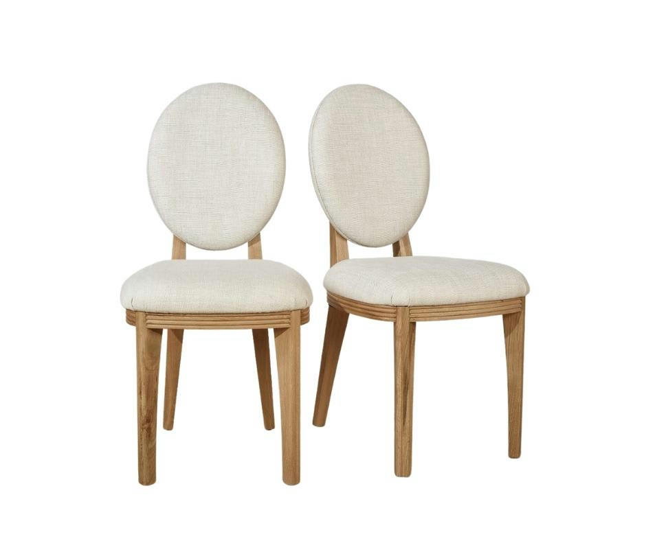 CALVIN - Lot de 2 chaises en chêne et lin