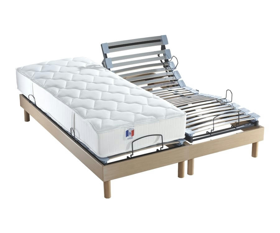 RELAX SOM CHENE CLAIR - Sommiers tous lattes bois chene clair 2x80x200