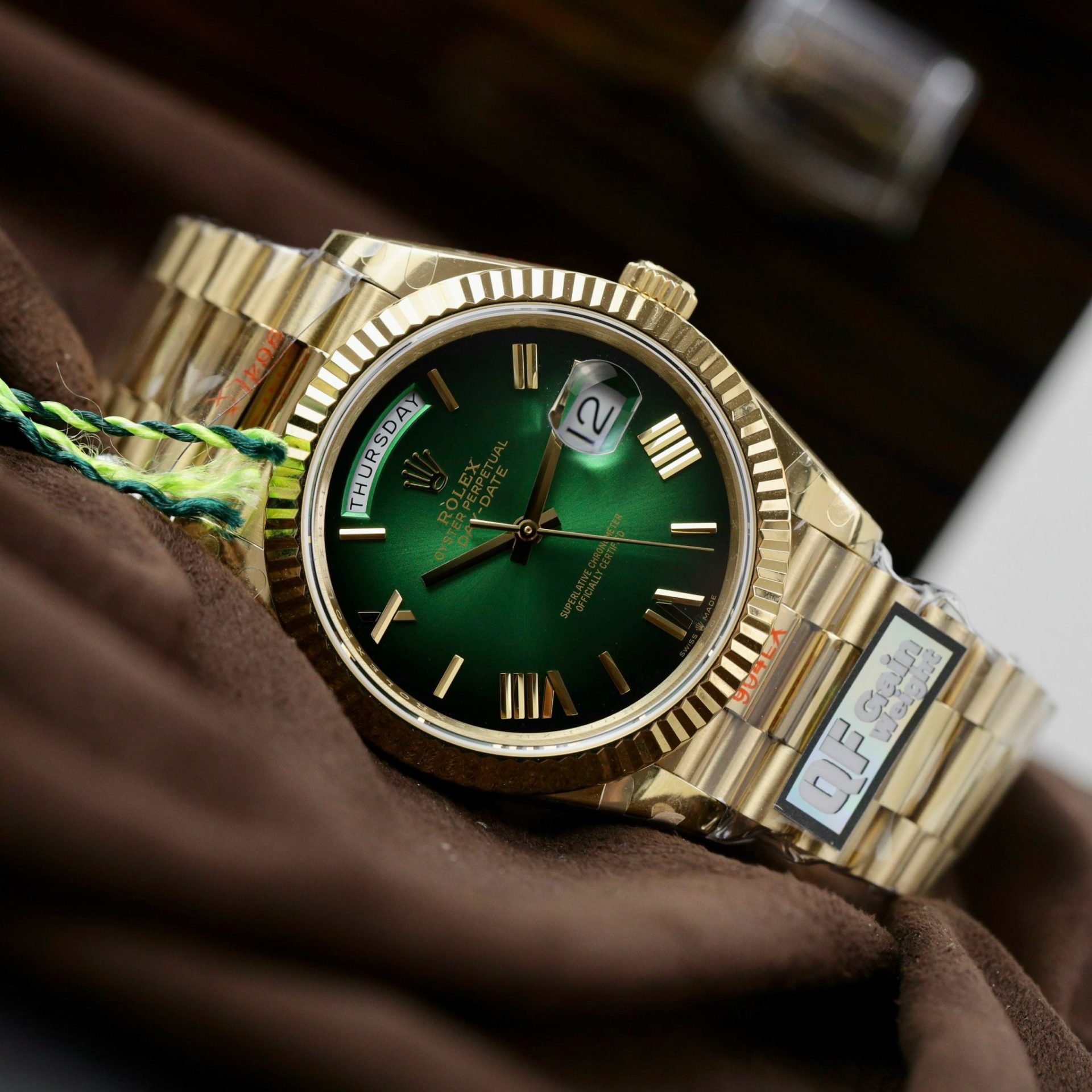 Rolex Day-Date 228238 YG Plated Ombre Green Dial 40mm Super Clone