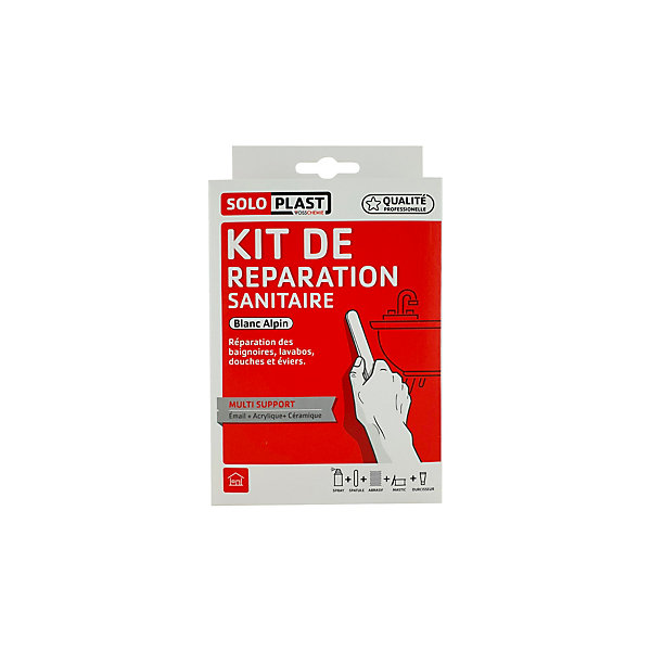 Kit de réparation sanitaire Solo Plast 12ml blanc alpin