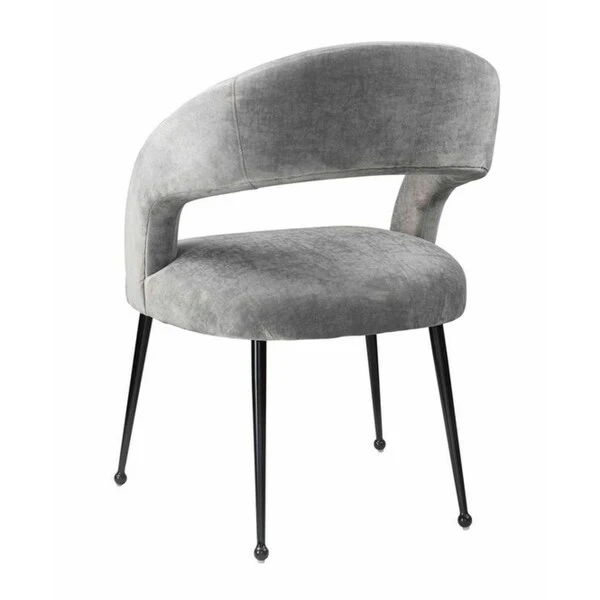 Rocco Grey Slub Velvet Single Dining Chair