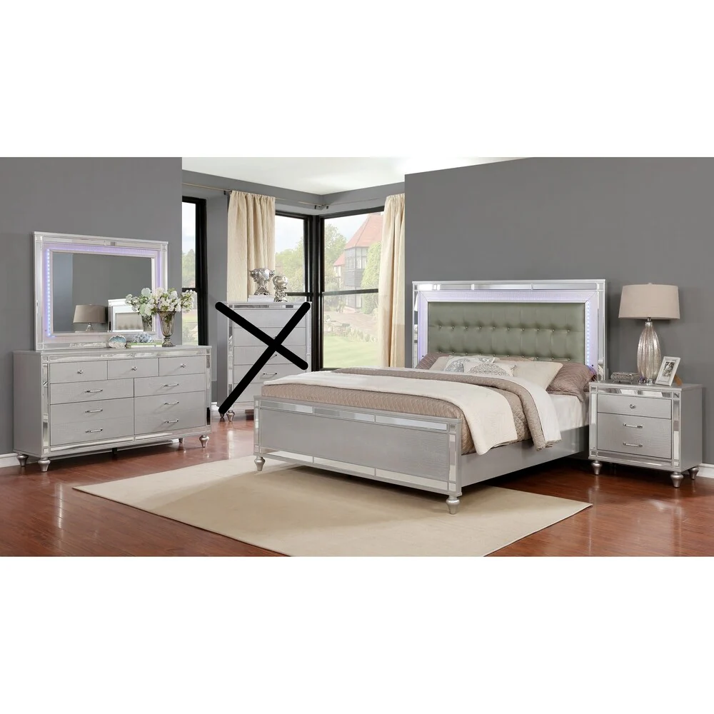 Wooden Grey/Silver Queen/King Bedroom Set