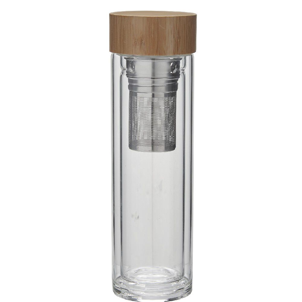 Bouteille à thé en verre et bambou naturel