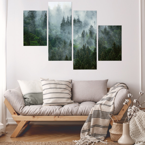 Obrazy Do Salonu Pejzaż LAS WE MGLE 3D 80x50cm