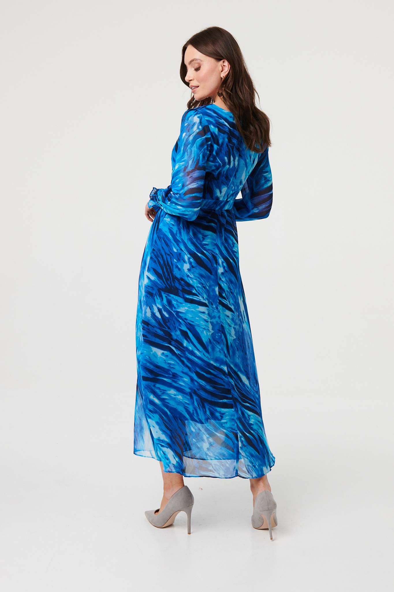 Izabel London Abstract Semi Sheer Layered Maxi Dress