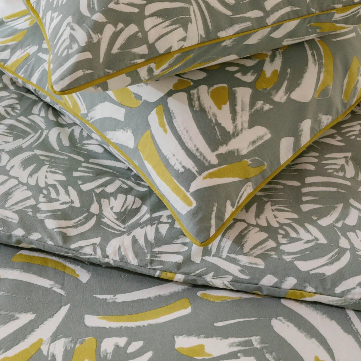 NAOMI - Parure de lit 2 personnes coton  imprimé vert 240x220cm