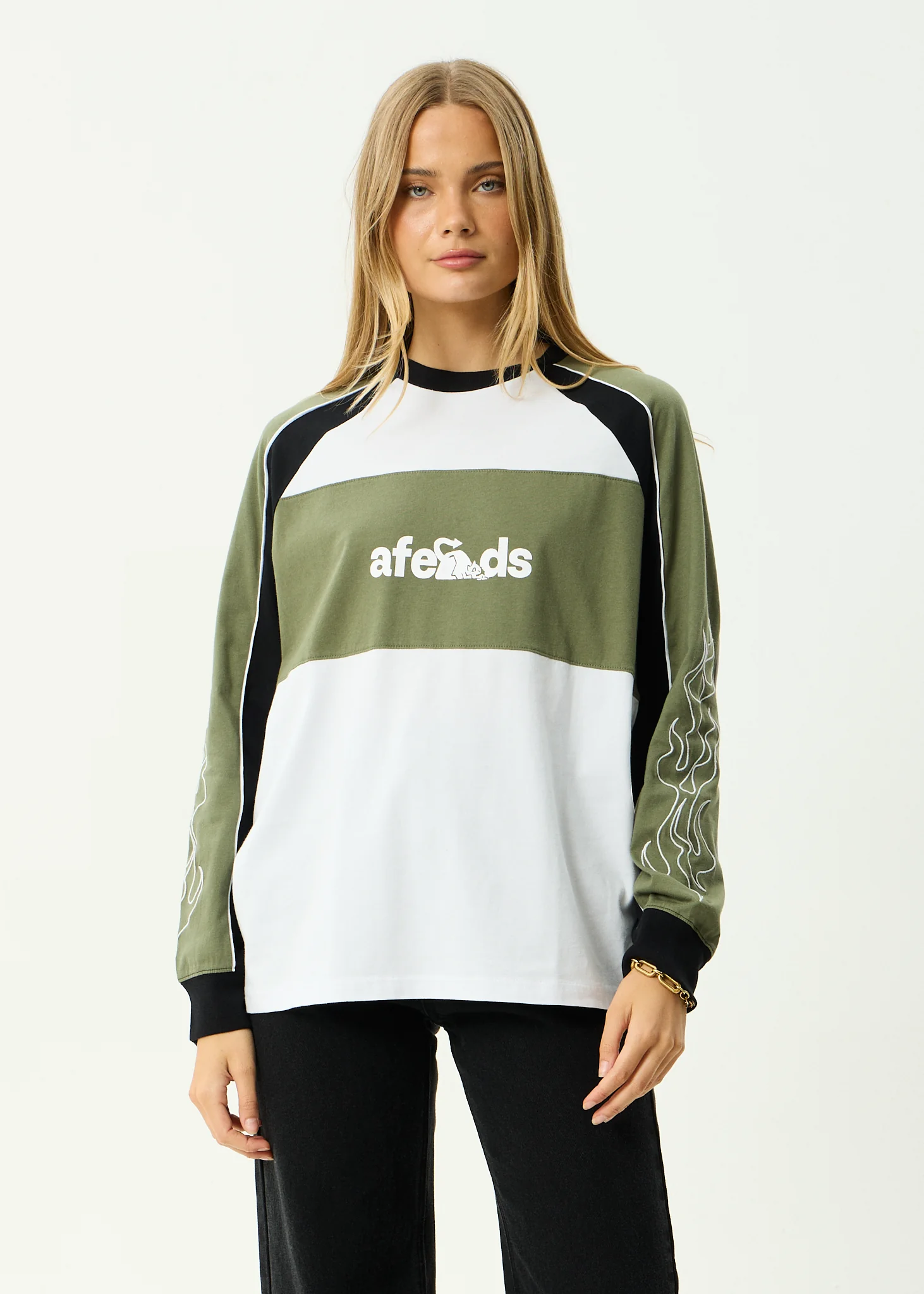 AFENDS Womens Dirts - Long Sleeve Tee - Deep Olive