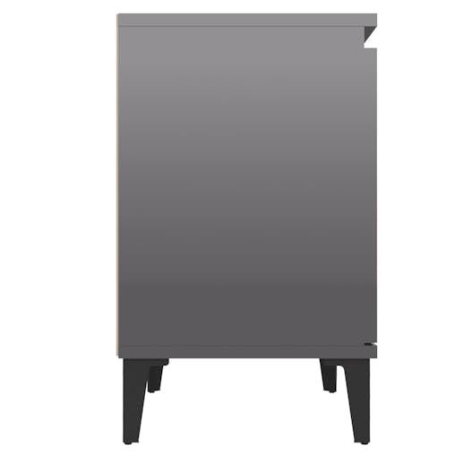 NNEVL Bed Cabinet with Metal Legs High Gloss Grey 40x30x50 cm