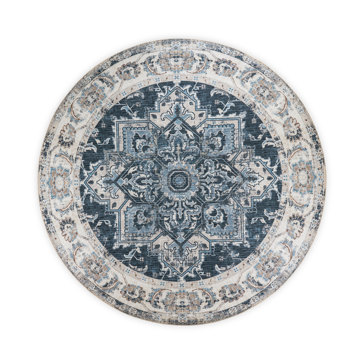 Artichok Valerie Vloerkleed Vintage Ø 200 cm - Blauw