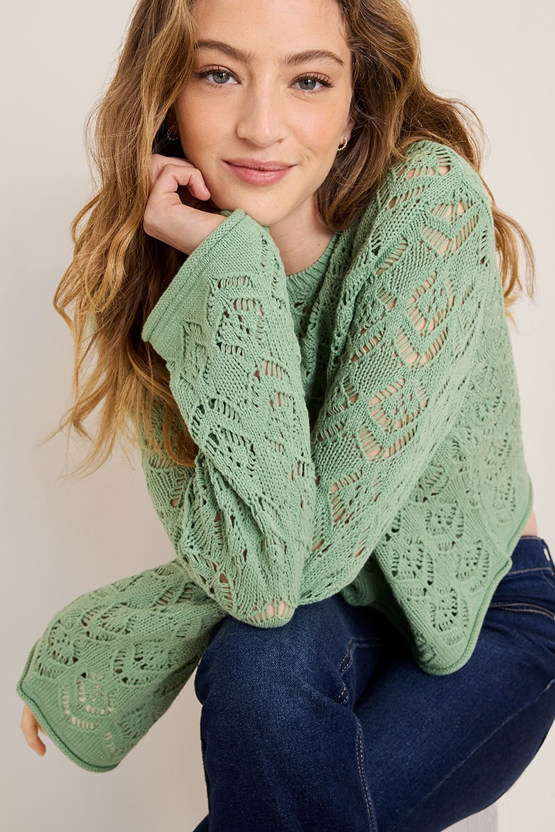 Mindy Pointelle Pullover Sweater
