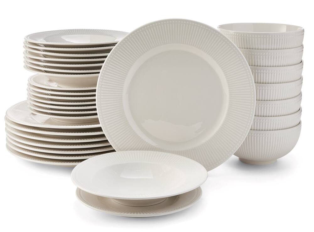 CANVAS Stoneware Microwave & Dishwasher Safe Dinnerware Set, Serves 8, 32-pc