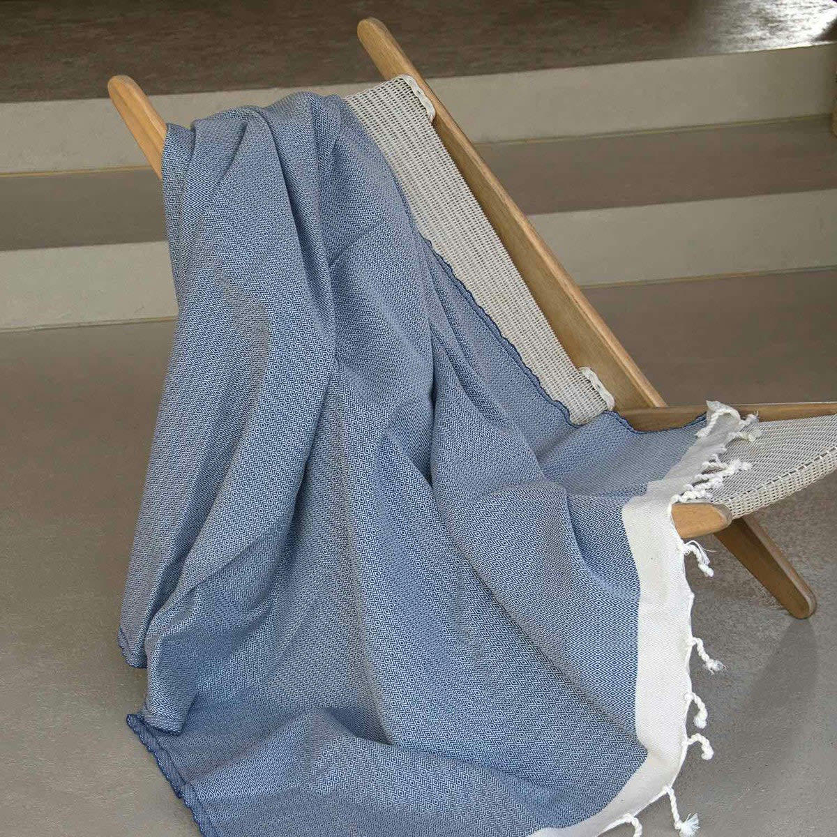 COURCHEVEL - Plaid coton  130x170 bleu marine