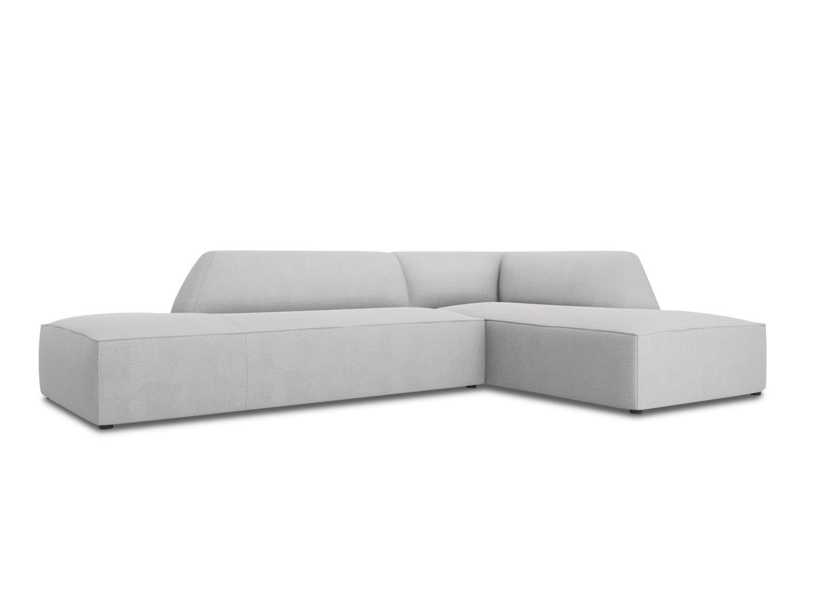 RUBY - Canapé d'angle droit 4 places en tissu structurel gris clair