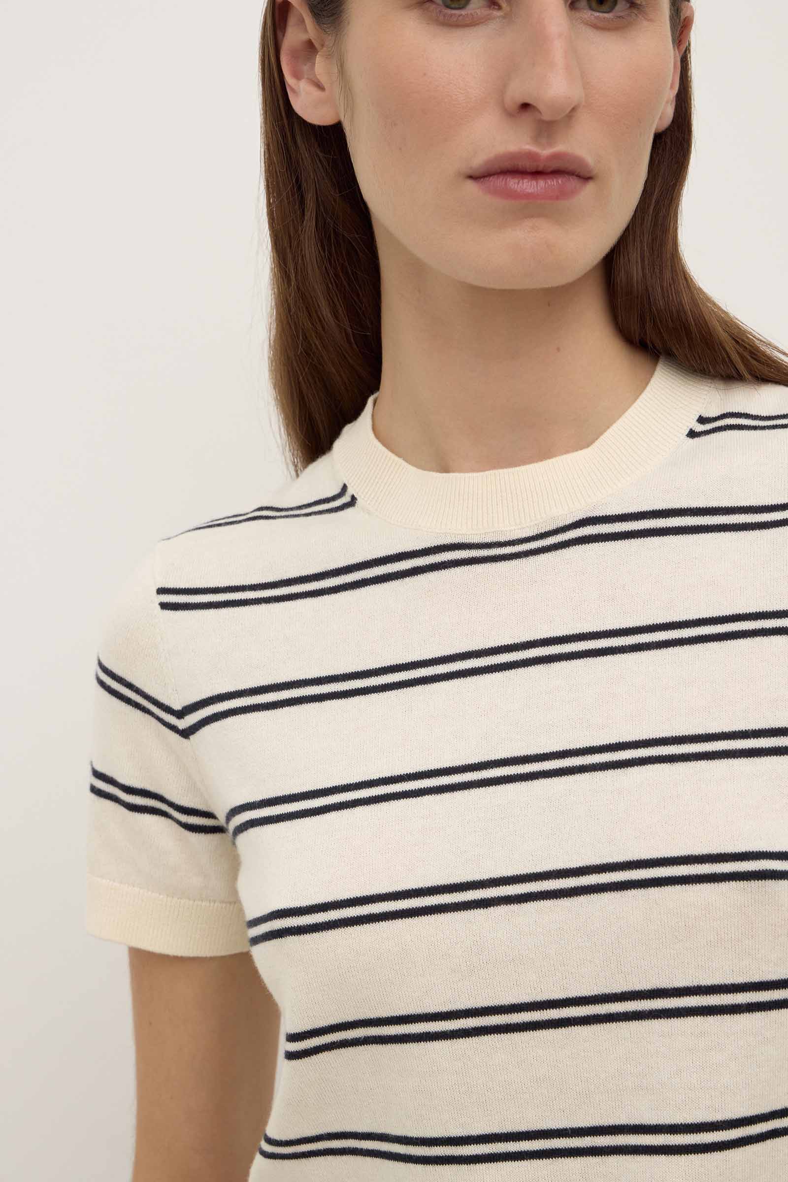 Allison Stripe Cotton Cashmere Tee