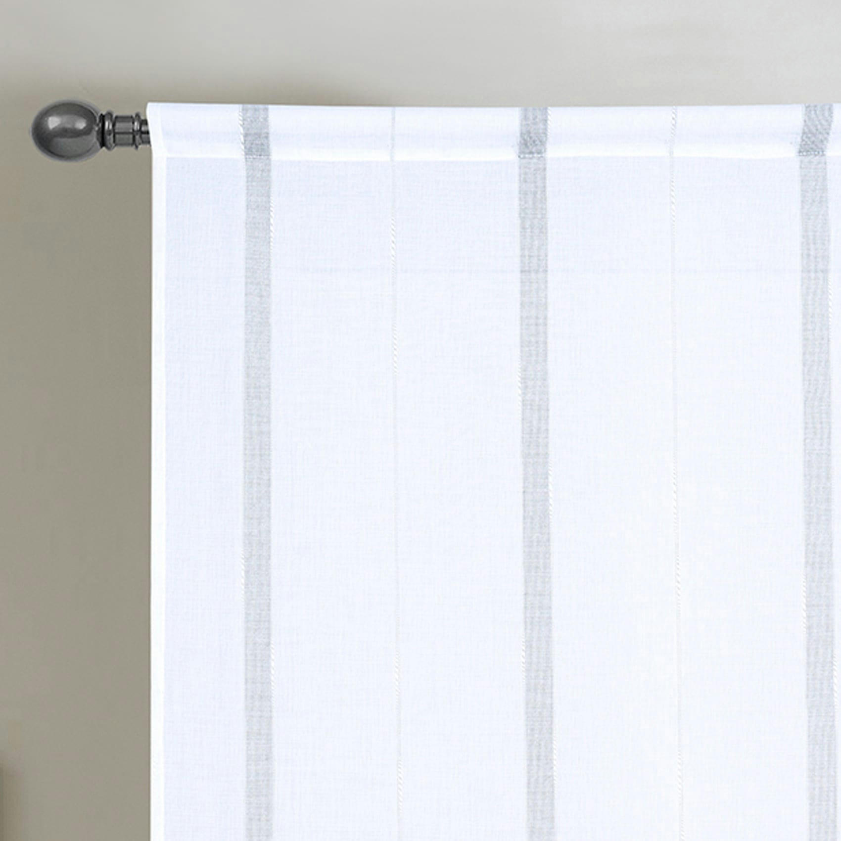 - Paire vitrages à bandes verticales brillantes polyester noir 60x160 cm