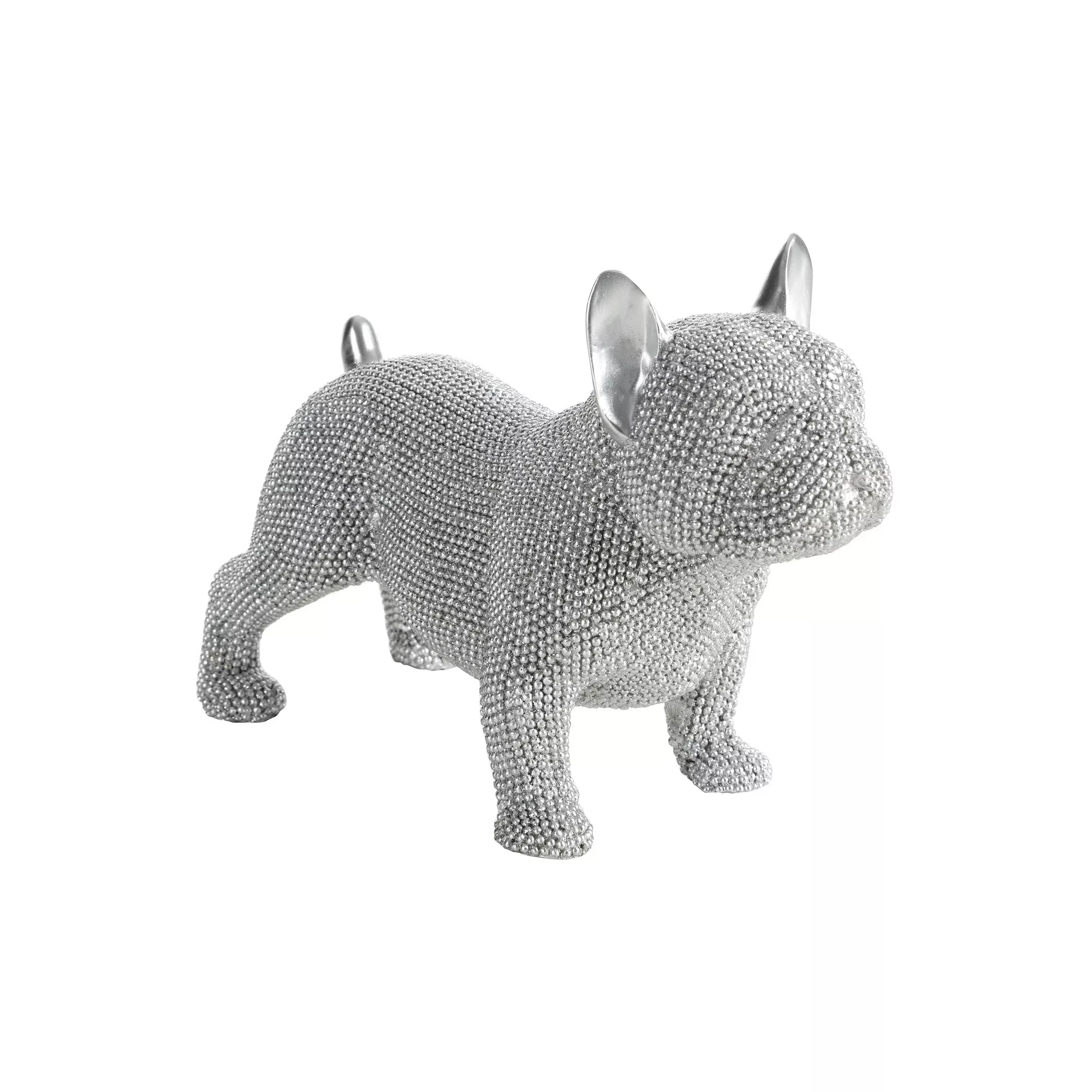 Figurka srebrna pies o drobnym strukturalnym wzorze 20x9x14 cm ELDO