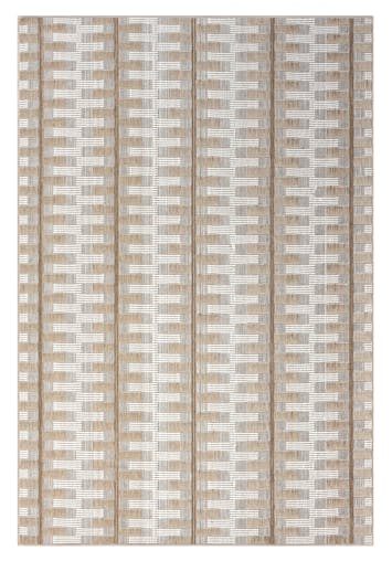 Krystal Brown and Ivory Geometric Flatweave Indoor Outdoor Rug