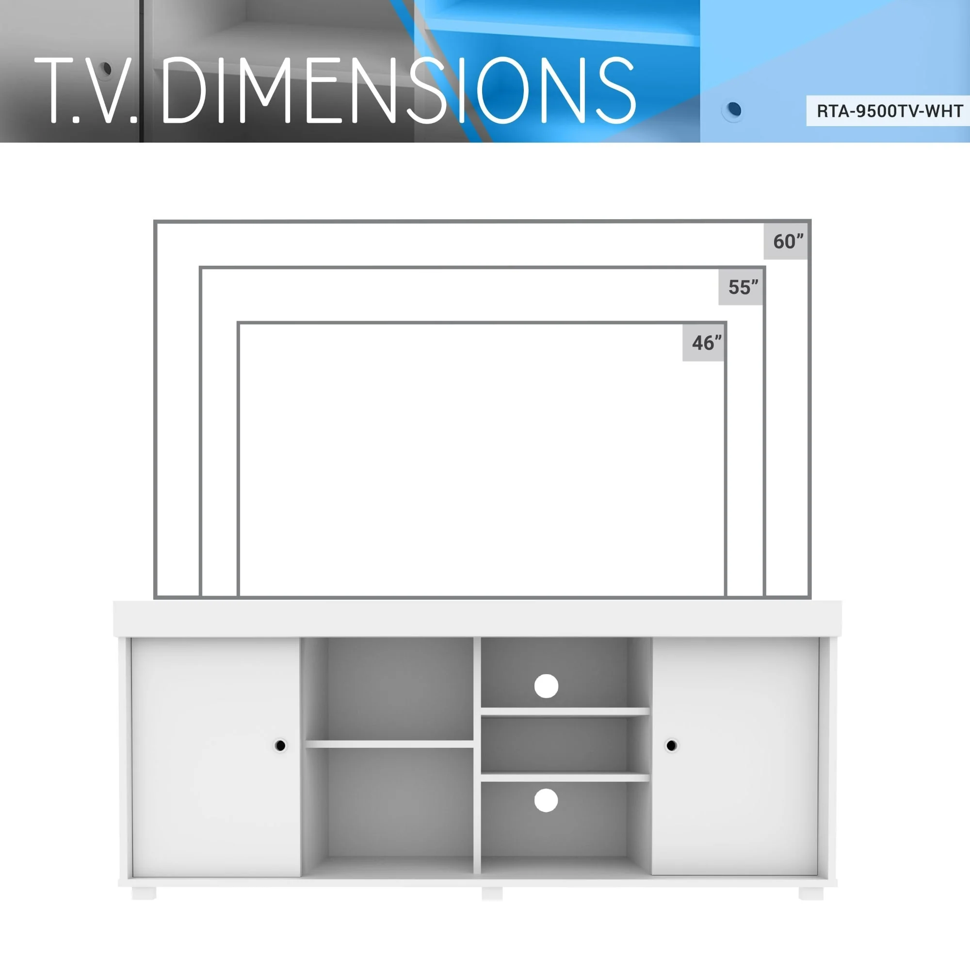 TV stand for 65 TV with Storage - 63 - White