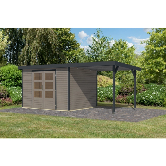 Gartenhaus »Osterby 5 D«, BxHxT: 536,5 x 209 x 242 cm (Außenmaße inkl. Dachüberstand), Wandstärke 19 mm