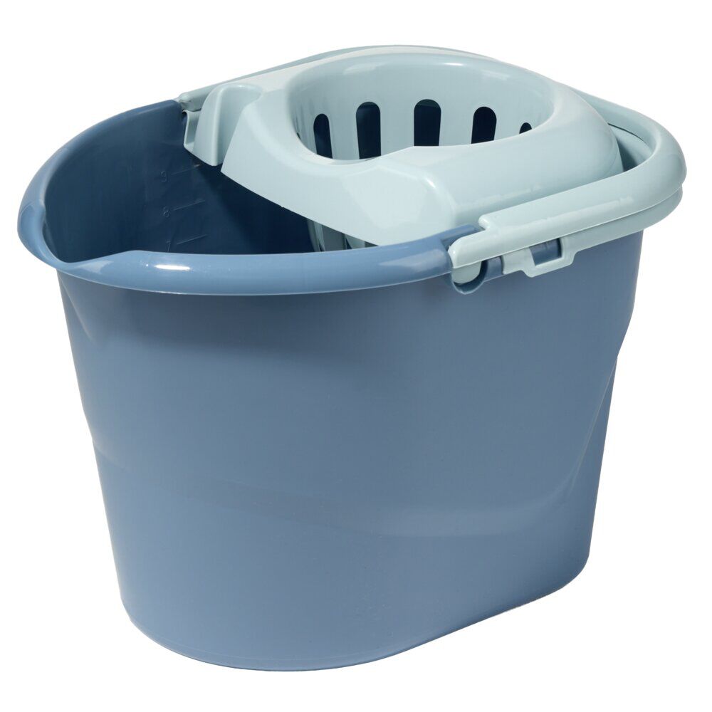 Seau essoreur 10L avec balai et manche plastique gris