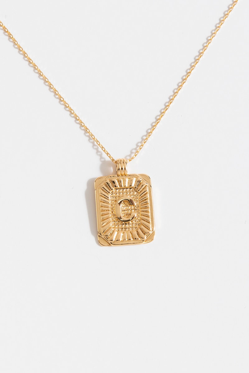 Initial ID Tag Pendant Necklace