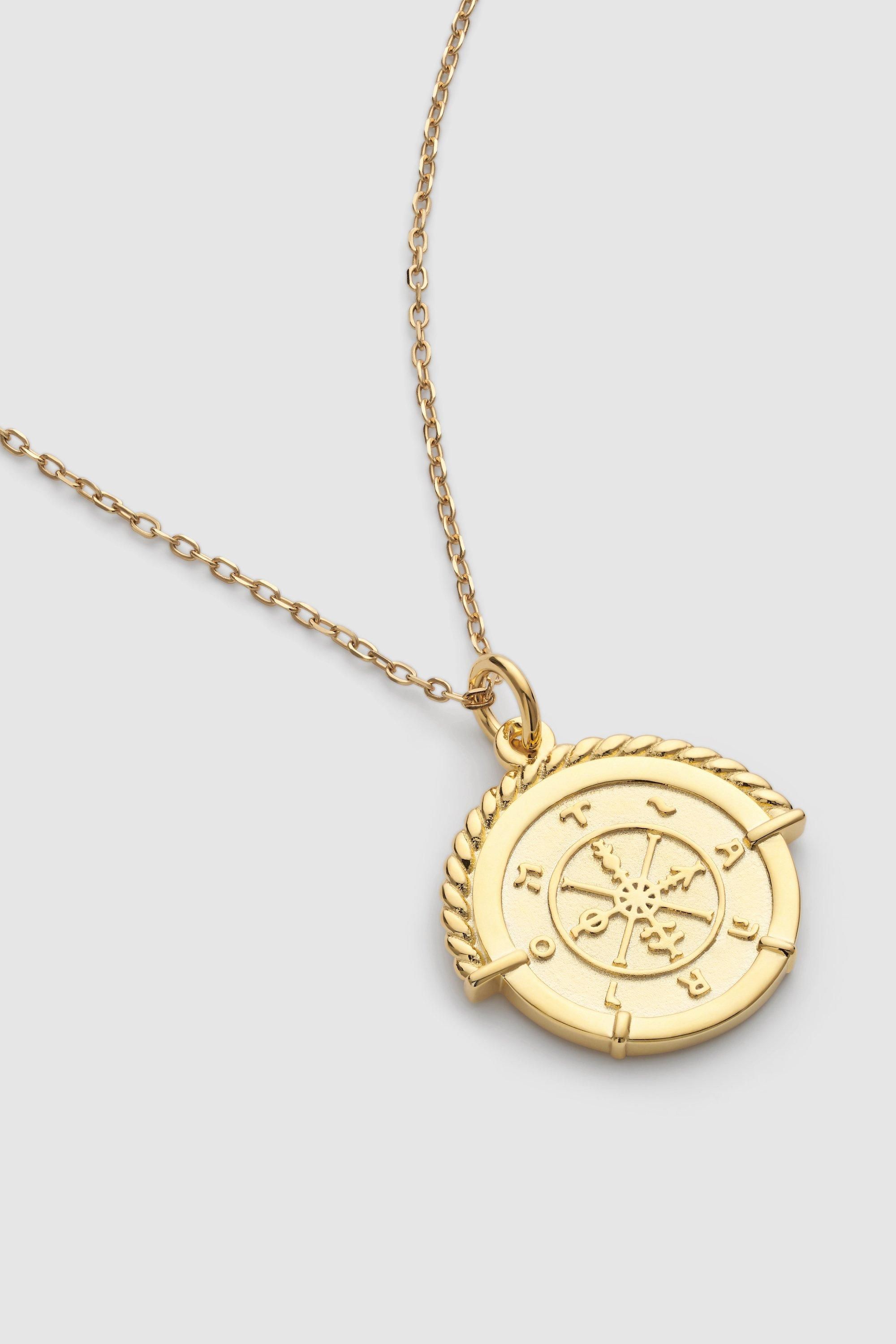 Elk & Bloom Chunky Rope Framed Gold Wheel of Fortune Necklace