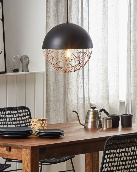 Lampa wisząca metalowa kula czarna
