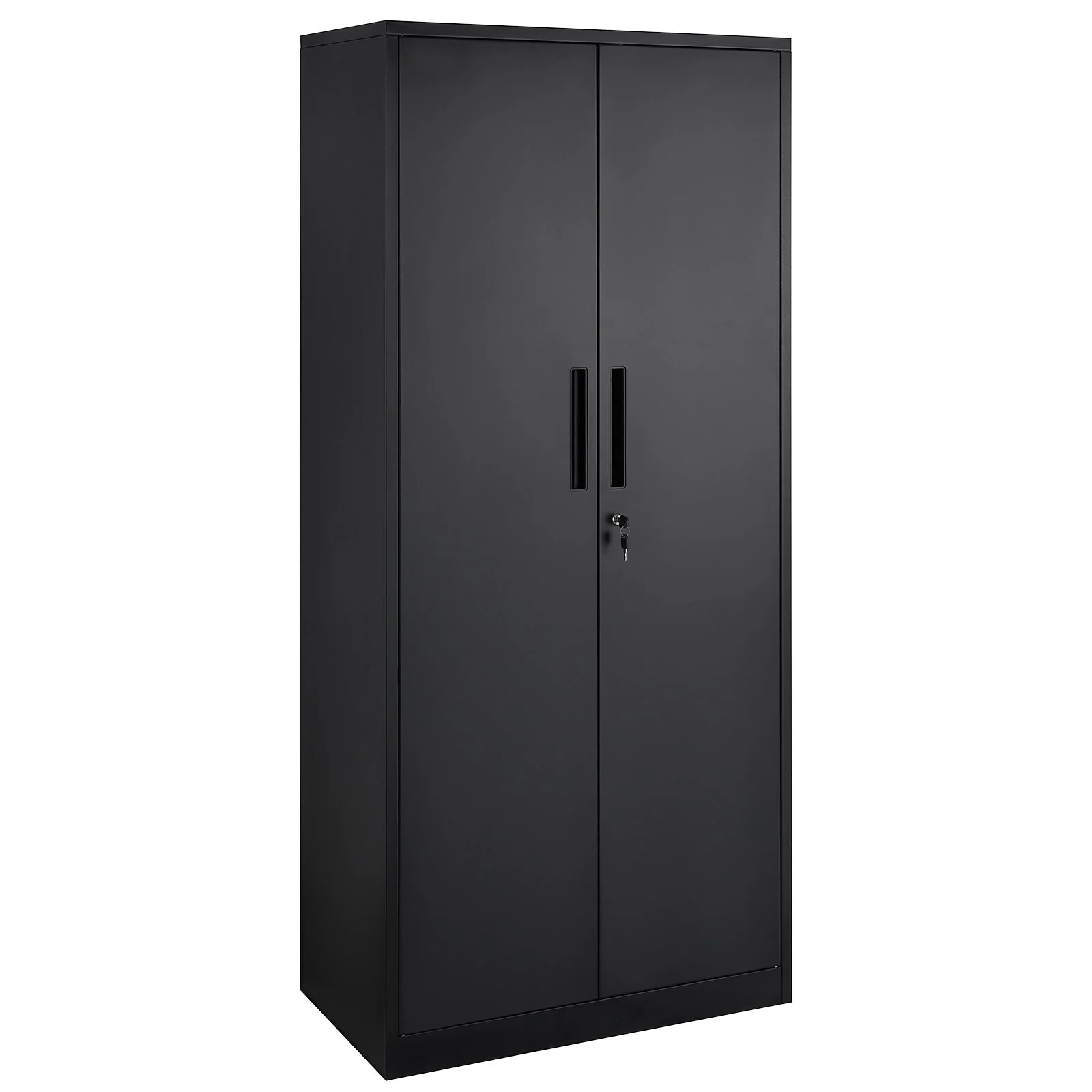 75 Inch Locking Metal Storage Cabinet with 4 Adjustable Shelves and 2 Magnetic Doors