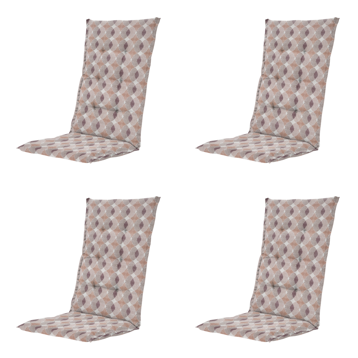Madison tuinstoelkussen hoge rug Rae - bruin - 123x50x5cm - set van 4