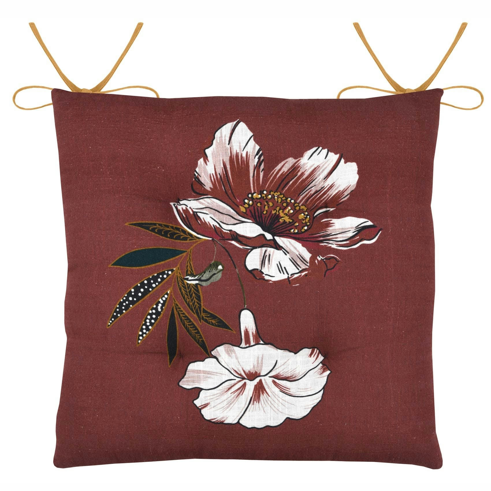 - Galette de chaise imprimée exotique coton prune 38x38 cm