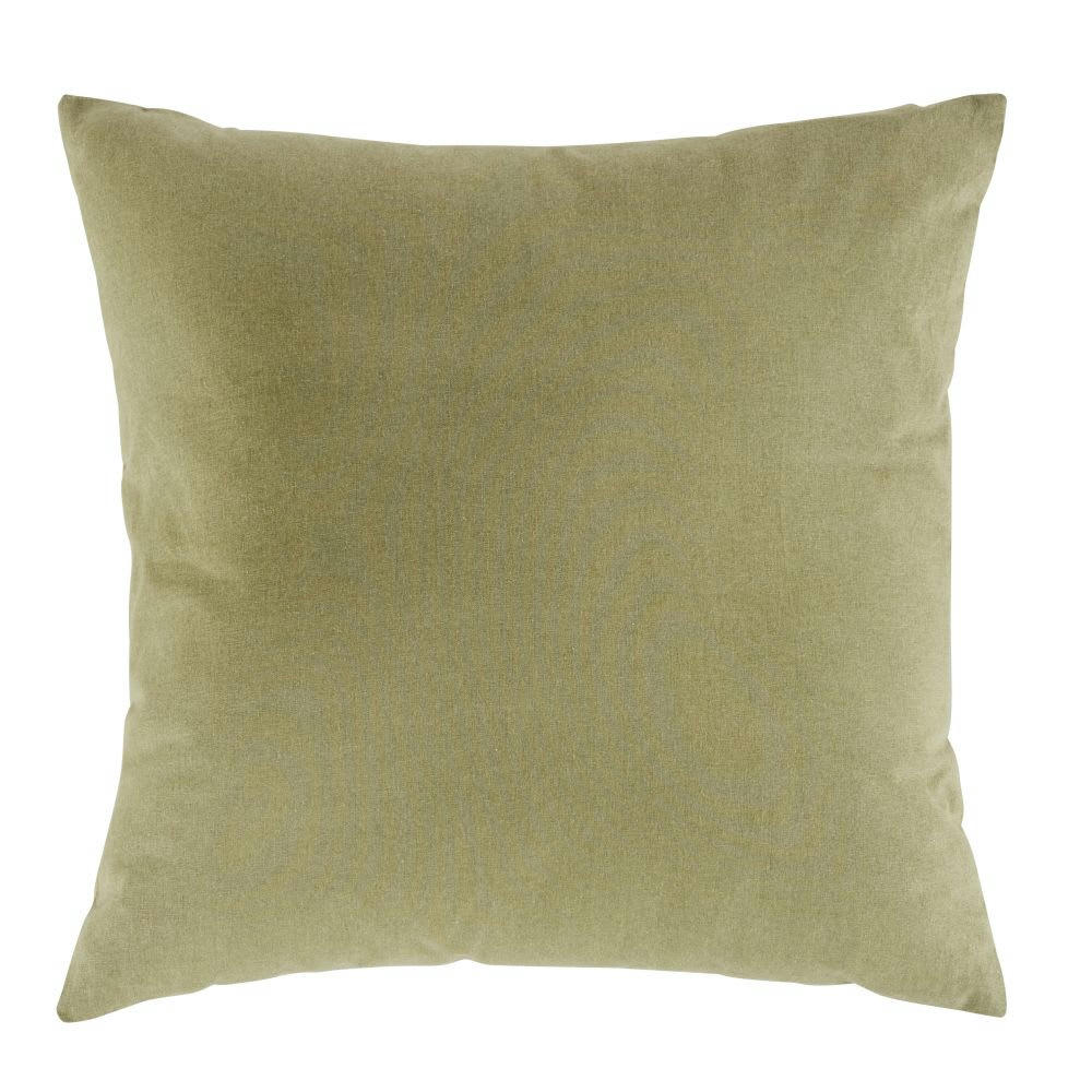 SANDROR - Coussin en coton imprimé vert kaki, écru et noir 45x45