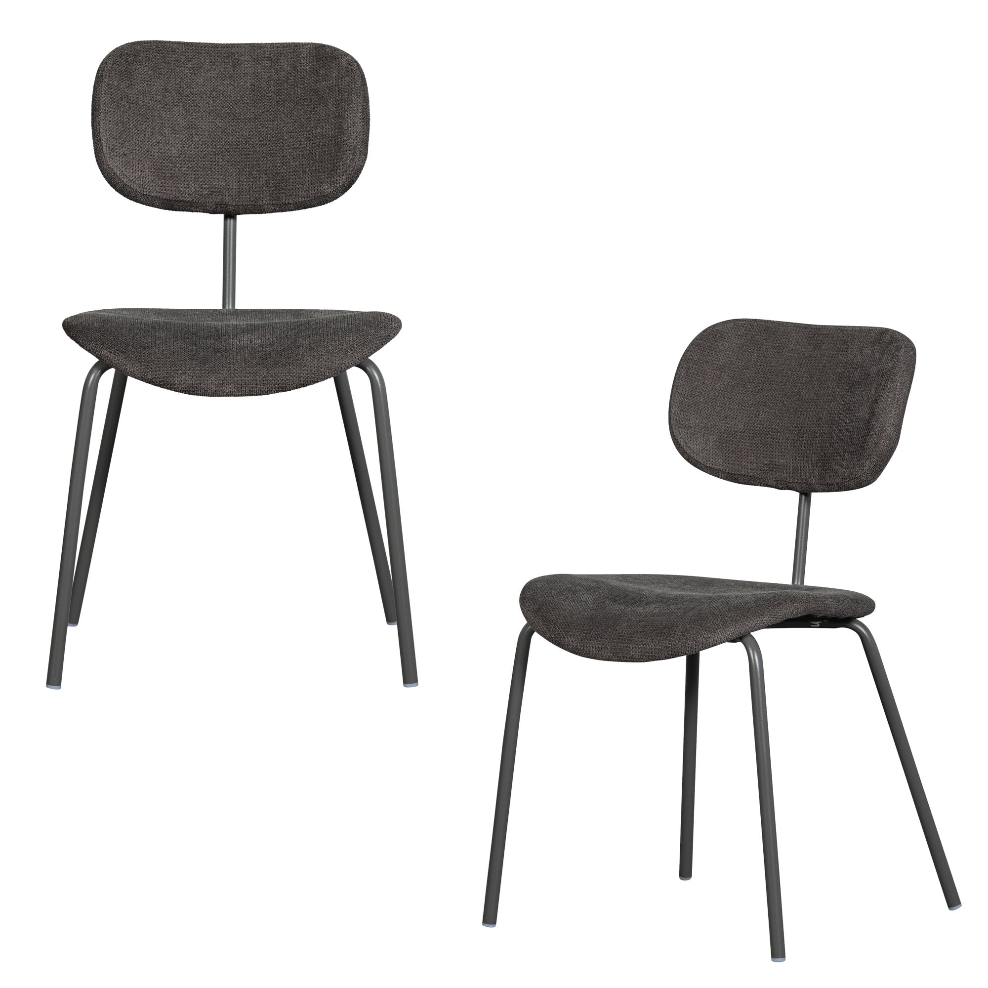 WOOOD eetkamerstoelen Link - Polyester - Bruin/Grijs - Set van 2