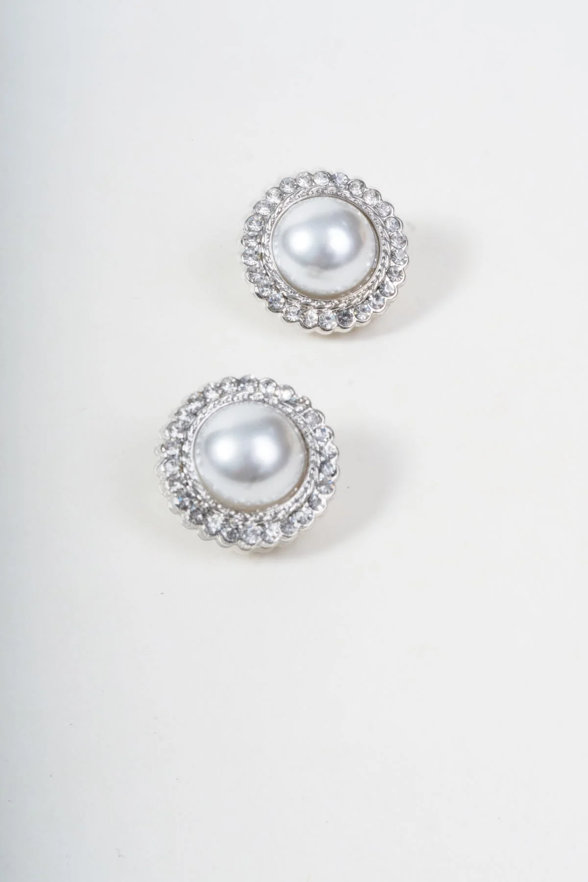 Silver Faux Pearl Clip On Earrings