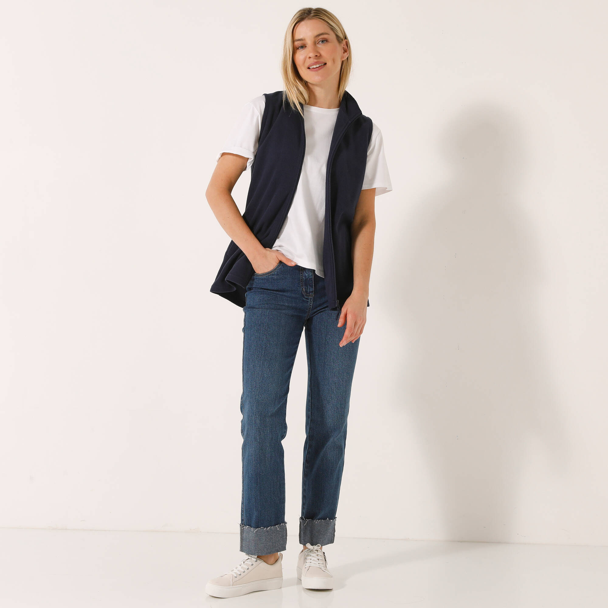 Veste zippée maille polaire, sans manches
