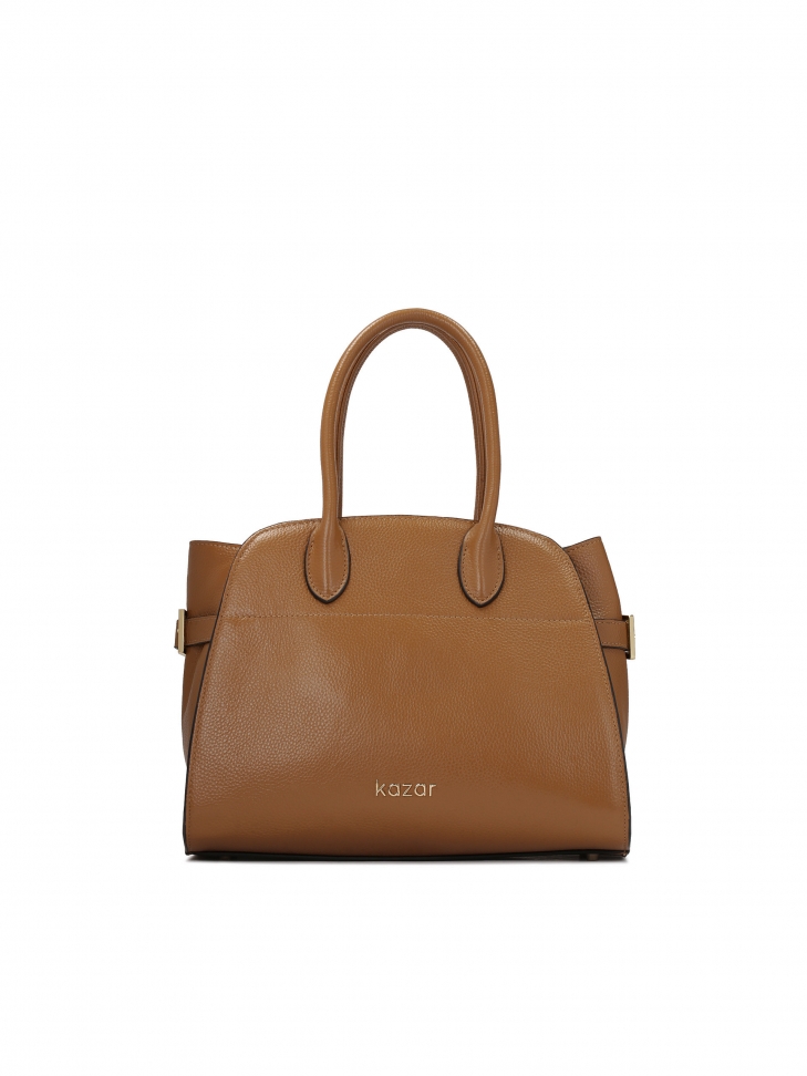 Light brown handbag with adjustable sides