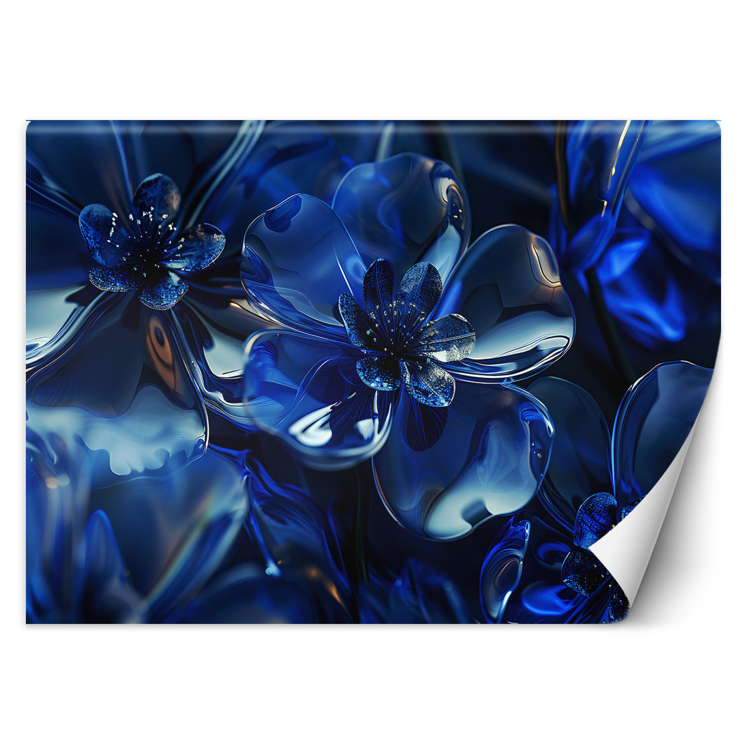 Feeby Fototapeta, Niebieskie szklane kwiaty 3D 150x105