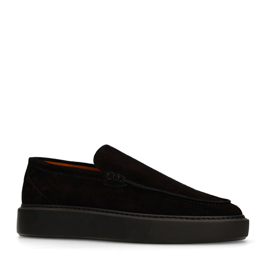 Manfield Zwarte suède loafers
